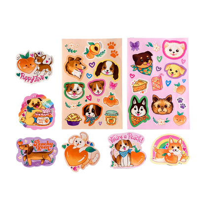 Stickiville Puppies and Peaches scented sticker sheets