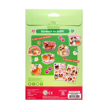 Stickiville Puppies and Peaches scented stickers back of packaging