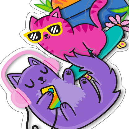 Stickiville Silly Kitties vinyl stickers close up
