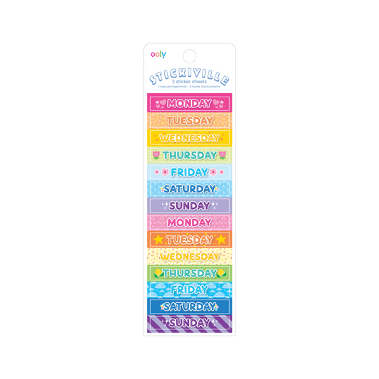 Stickiville Days of the Week sticker sheets in packaging