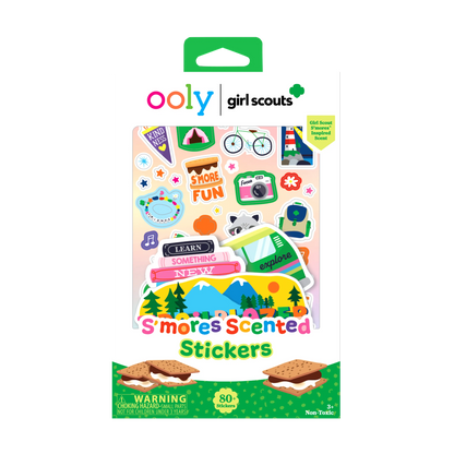 OOLY x Girl Scouts: S'mores Scented Stickers (Set of 2 Sheets & 6 Die-Cut)