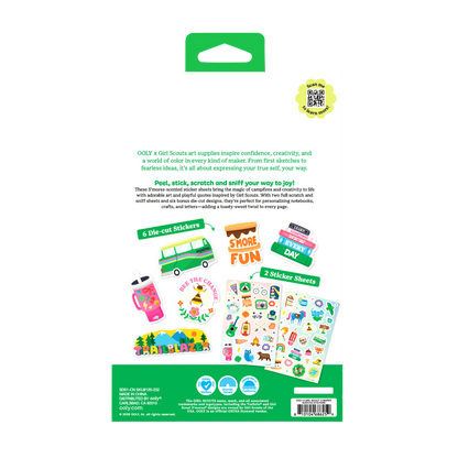 OOLY x Girl Scouts: S'mores Scented Stickers (Set of 2 Sheets & 6 Die-Cut)