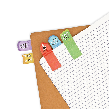 Note Pals Sticky Tabs - Monster Pals shown as bookmarks