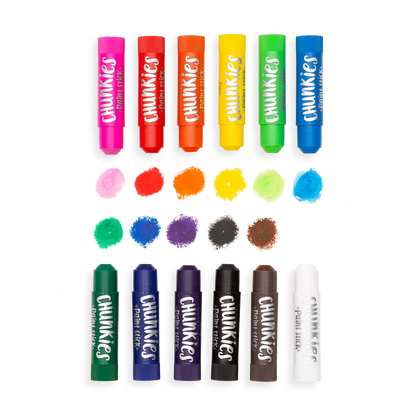 OOLY Chunkies Paint Sticks with swatches of each stick color