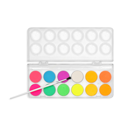Chroma Blends Neon Watercolor Set shown open with brush
