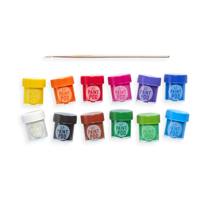 Classic Color lil' Poster Paint Pods and brush out of packaging