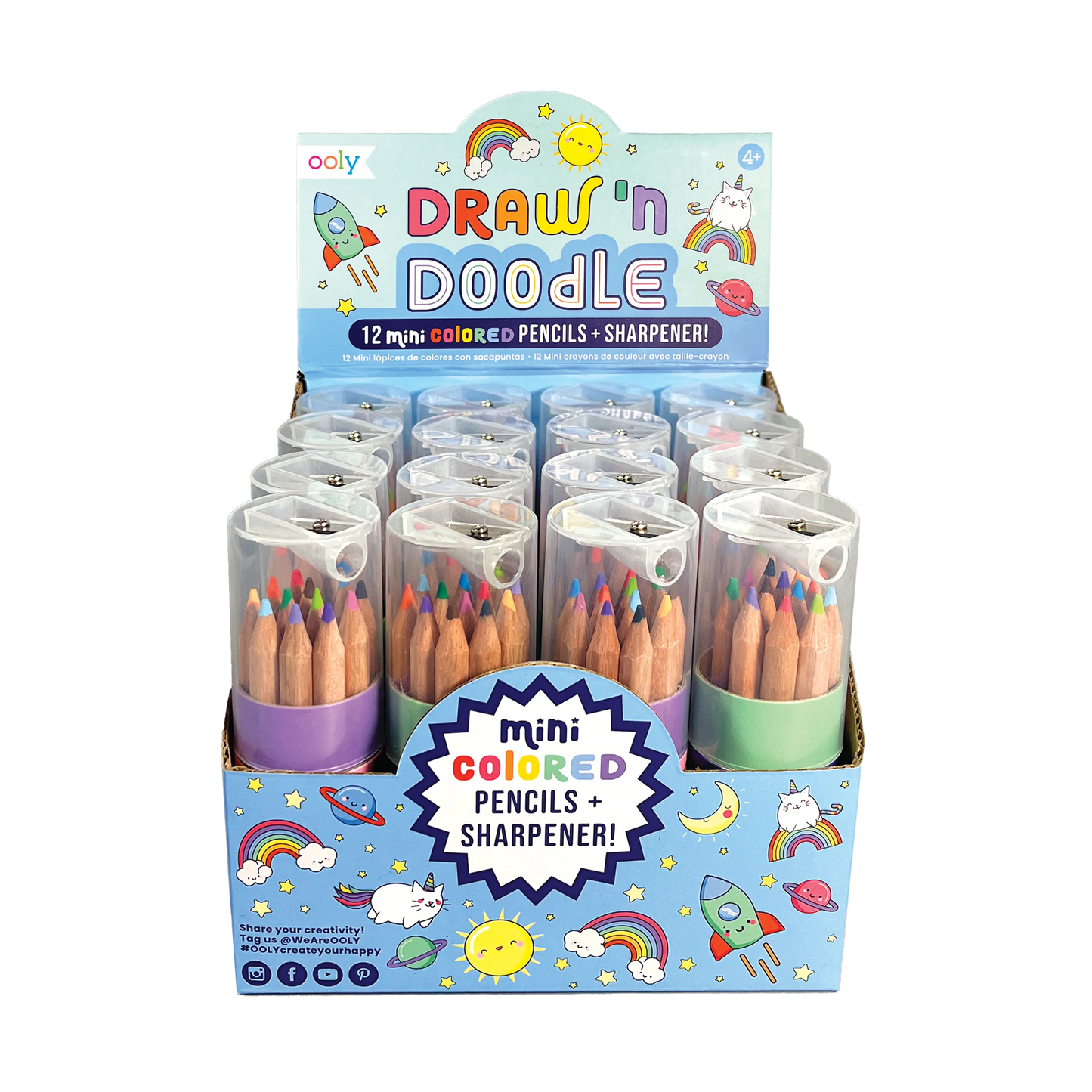 Draw 'n Doodle: Mini Colored Pencils + Sharpener (Display of 16 Sets of 12)
