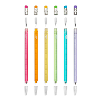 Stay Sharp Rainbow Mechanical Pencils lined up showing the refill points