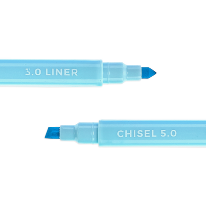 Blue Pastel Liner marker showing chisel tip and liner tip