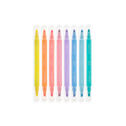 Pastel Liner markers lined up in a row 