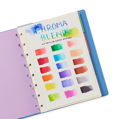 Chroma Blends Watercolor Markers colors swatched in a sketchbook