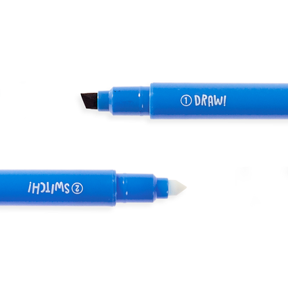 Blue Switch-eroo Color Changing Marker showing both ends of marker