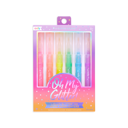 OOLY Oh My Glitter! Neon Highlighters set of 6