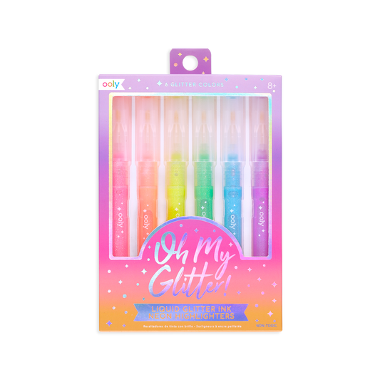 OOLY Oh My Glitter! Neon Highlighters set of 6