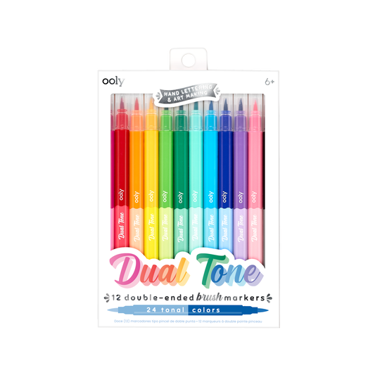 OOLY Dual Tone Double Ended Brush Marker in packaging