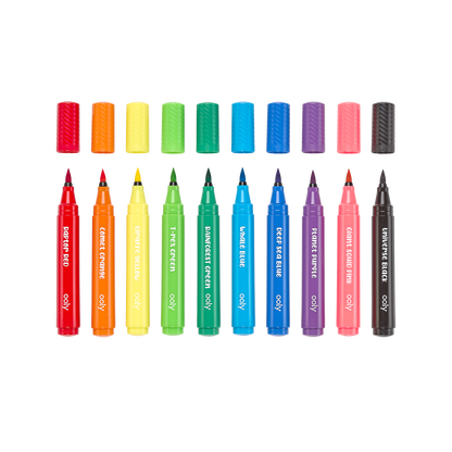OOLY Big Bright Brush Markers showcasing the brush tip