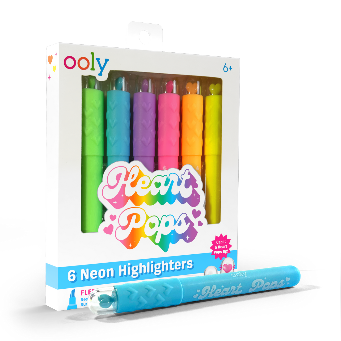 Heart Pops: Neon Highlighters (Set of 6)