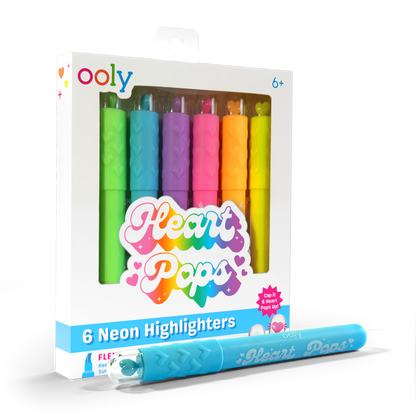 Heart Pops: Neon Highlighters (Set of 6)