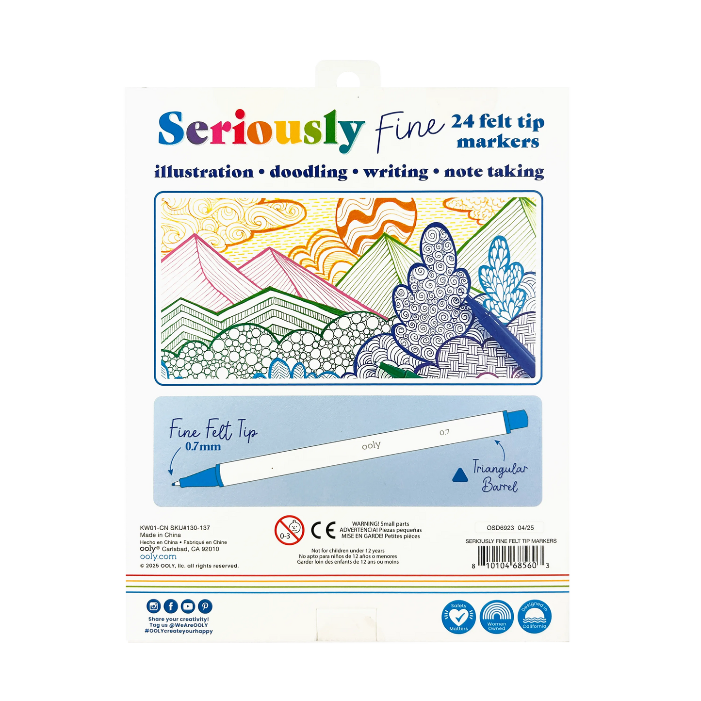 Seriously: Fine Felt Tip Markers (Set of 24)