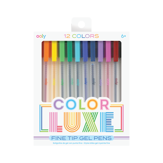 Set of 12 Color Luxe colored gel pens with fine tips in new packaging