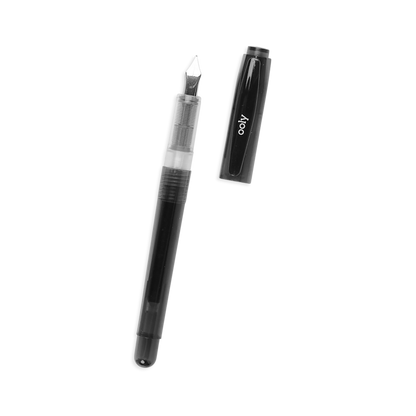 Black ink Splendid Fountain Pen with cap removed at an angle