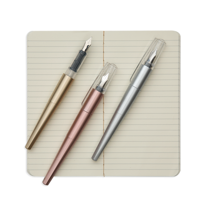 Modern Script: Black Ink Fountain Pens + Journal (4 PC Set)