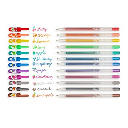Yummy Yummy Scented Colored Glitter Gel Pens - Set of 12