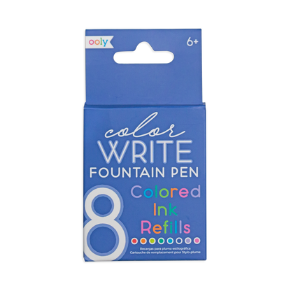 Color Write Set of 8 multi-color fountain pen ink cartridges fit all OOLY fountain pens