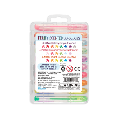 OOLY Mini Doodlers Scented Gel Pens - Set of 20 back of case