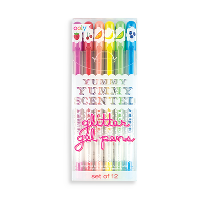Yummy Yummy Scented Colored Glitter Gel Pens - Set of 12