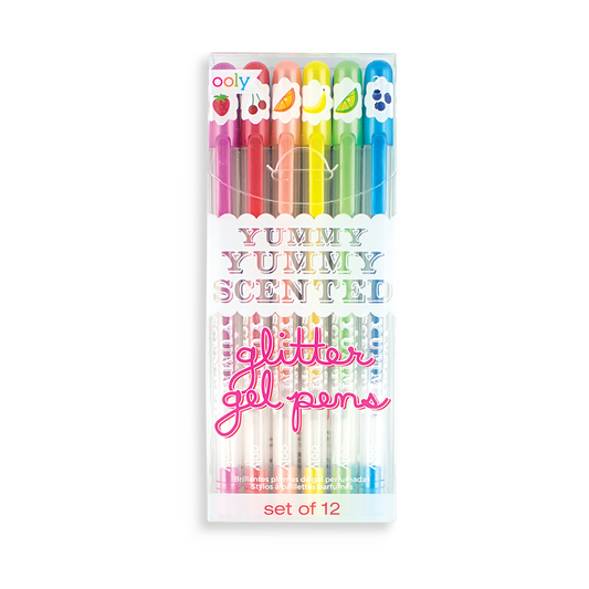 Yummy Yummy Scented Colored Glitter Gel Pens - Set of 12