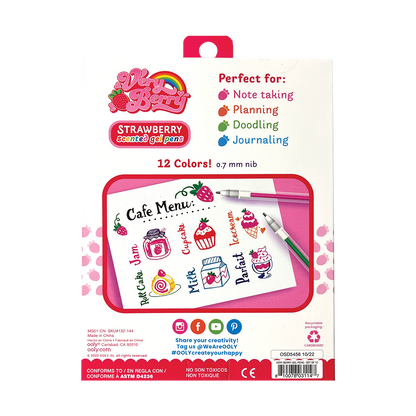 OOLY Very Berry Strawberry Scented Gel Pens back of packaging view
