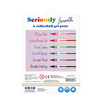 Seriously: Smooth Rollerball Gel Pens (Set of 6)