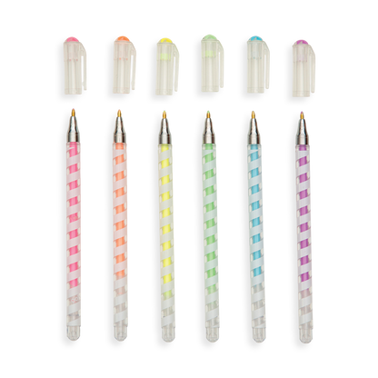 Image of Totally Taffy Gel Pens lined up with caps off