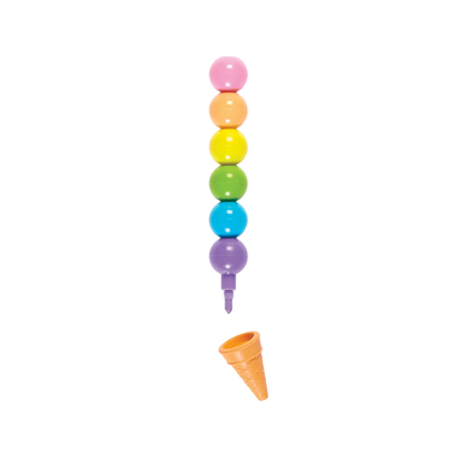 Rainbow Scoops: Stacking Erasable Crayons + Scented Eraser (Tub of 36 Sticks)