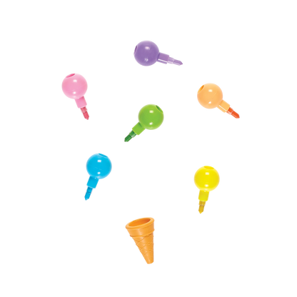 Rainbow Scoops: Stacking Erasable Crayons + Scented Eraser (Tub of 36 Sticks)