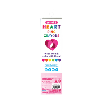 OOLY Heart Ring Crayons back side of packaging