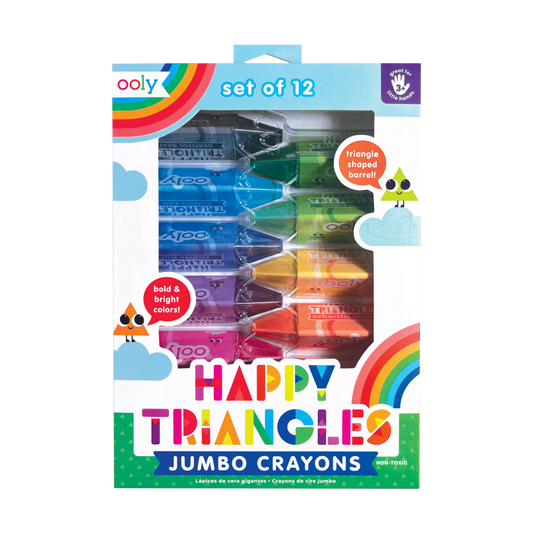 Happy Triangles jumbo crayons in packaging