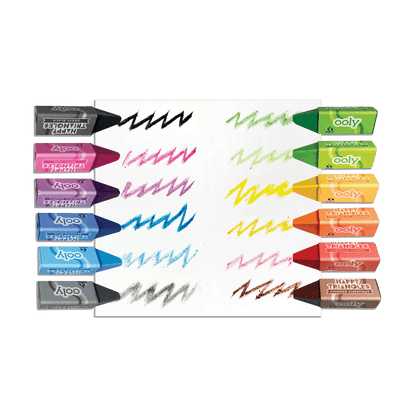 Happy Triangles jumbo crayons with color swatches