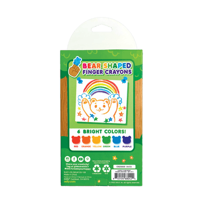 Cuddly Cubs bear finger crayons back of packaging