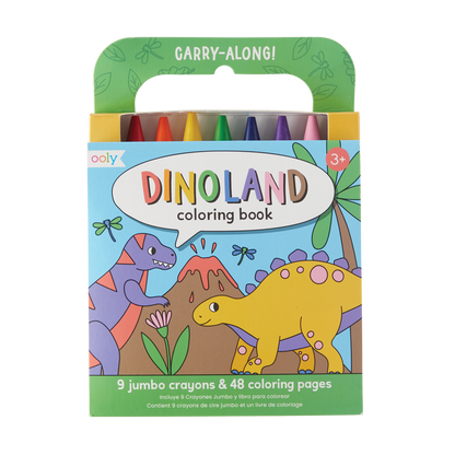 OOLY view of Carry Along Coloring Book Set - Dinoland in packaging