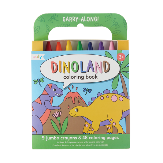 OOLY view of Carry Along Coloring Book Set - Dinoland in packaging