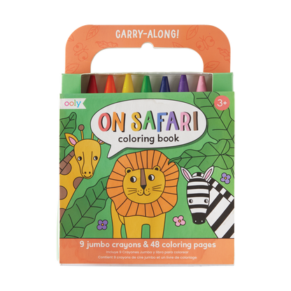 OOLY view of Carry Along Coloring Book Set - On Safari in packaging