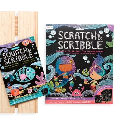 Friendly Fish Scratch and Scribble Mini Scratch Art Kit paired with the Mermaid Magic Scratch and Scribble Kit.