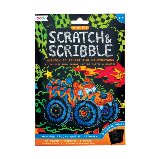 OOLY front view of Monster Truck Mini Scratch and Scribble Art Kit