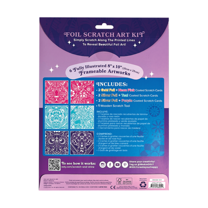 Scratch & Shine: Foil Scratch Art Kit - Geometric Animals (7 PC Set)