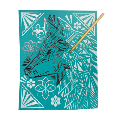 Scratch & Shine: Foil Scratch Art Kit - Geometric Animals (7 PC Set)