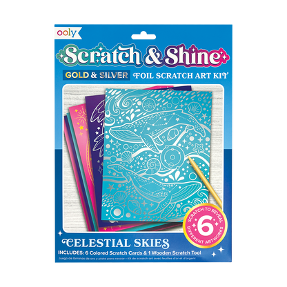 OOLY Scratch and Shine Foil Scratch Art Kit - Celestial Skies in packaging