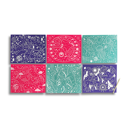 OOLY Scratch and Shine Foil Scratch Art Kit - Celestial Skies without packaging