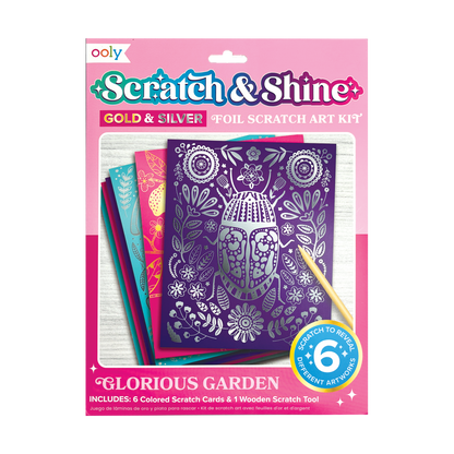 Scratch & Shine: Foil Scratch Art Kit - Glorious Garden (7 PC Set)